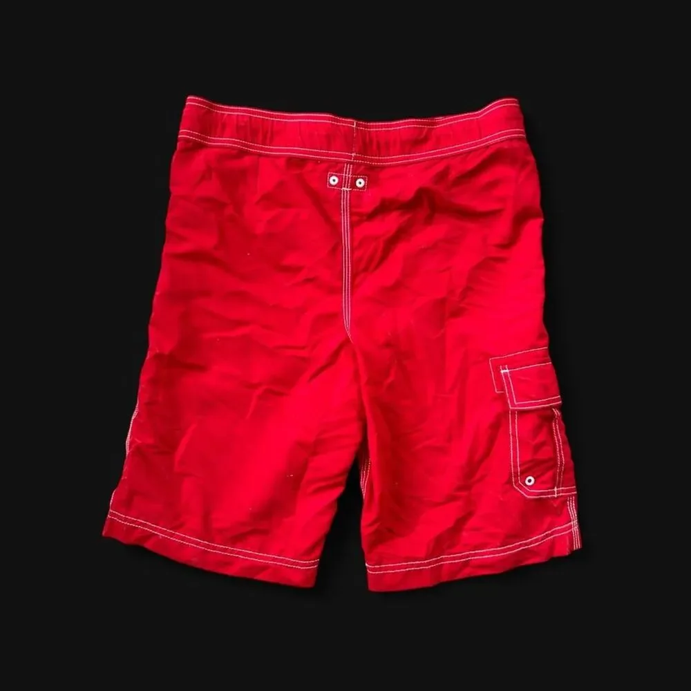 Lands' End Kids Retro-like Red Swim Trunks